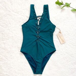 Cabana del Sol Lace Up One Piece Swimsuit Size S